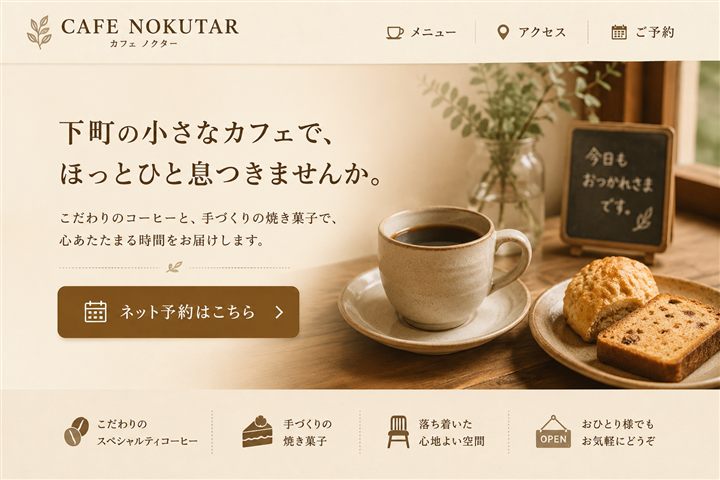 小規模店舗向けホームページの制作イメージ